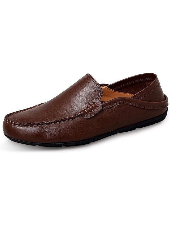 Men\'s Dark Brown Leather Loafers Premium Genuine Slip On Breathable Casual Shoes main image 5